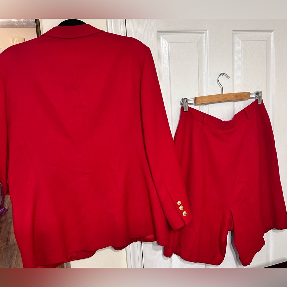 2-Piece Vintage Red Wool Lined Blazer and Wool Lined Shorts Suit Set:GCC - Picture 4 of 10